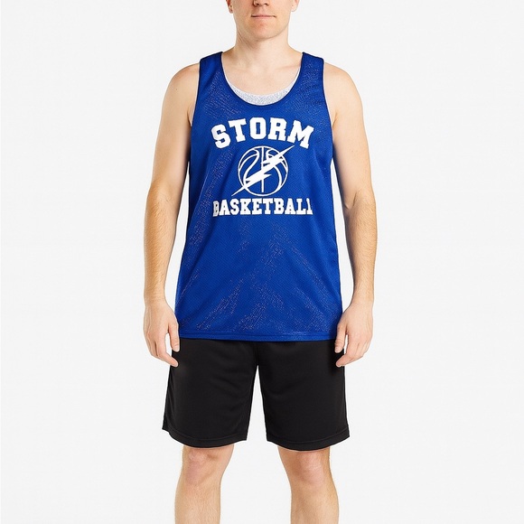 Blue and White Storm Basketball Athletic Reversible Jersey Size Medium. - Picture 1 of 5